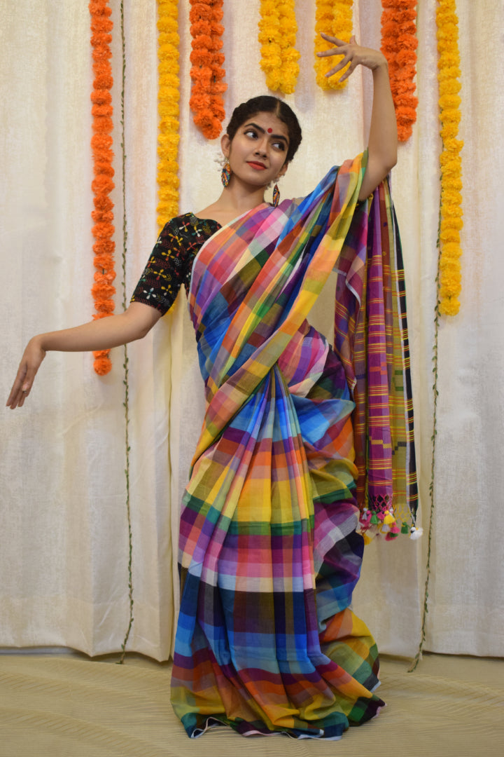 Navrang- Multicoloured Cotton Bhujodi Saree