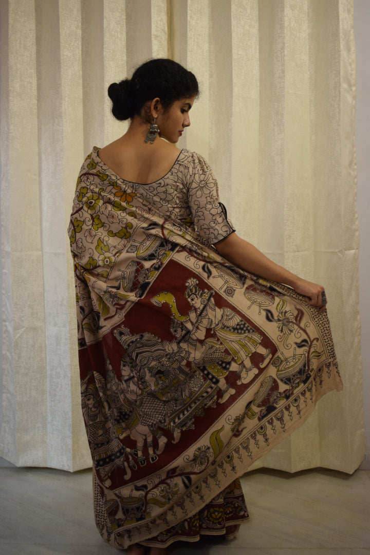 Vivāhika - Off White Cotton Kalamkari Saree