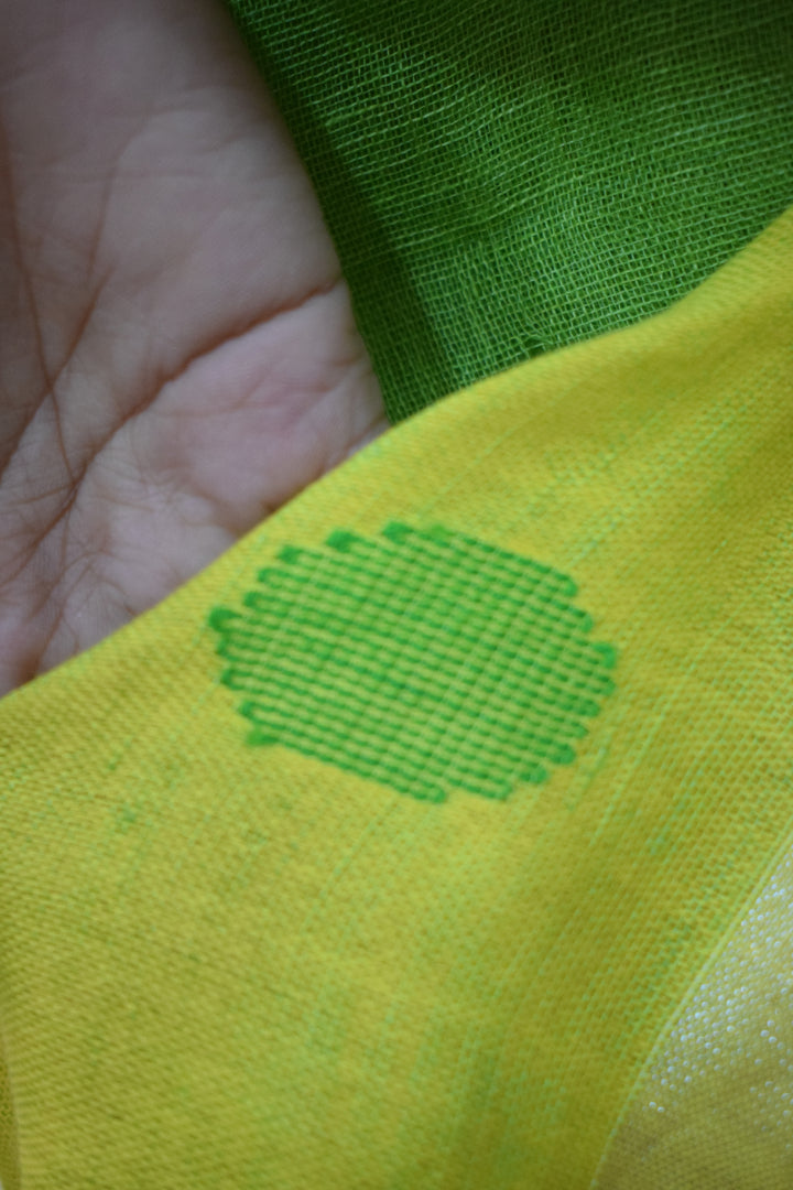 Aboli: Green Linen Jamdani Saree