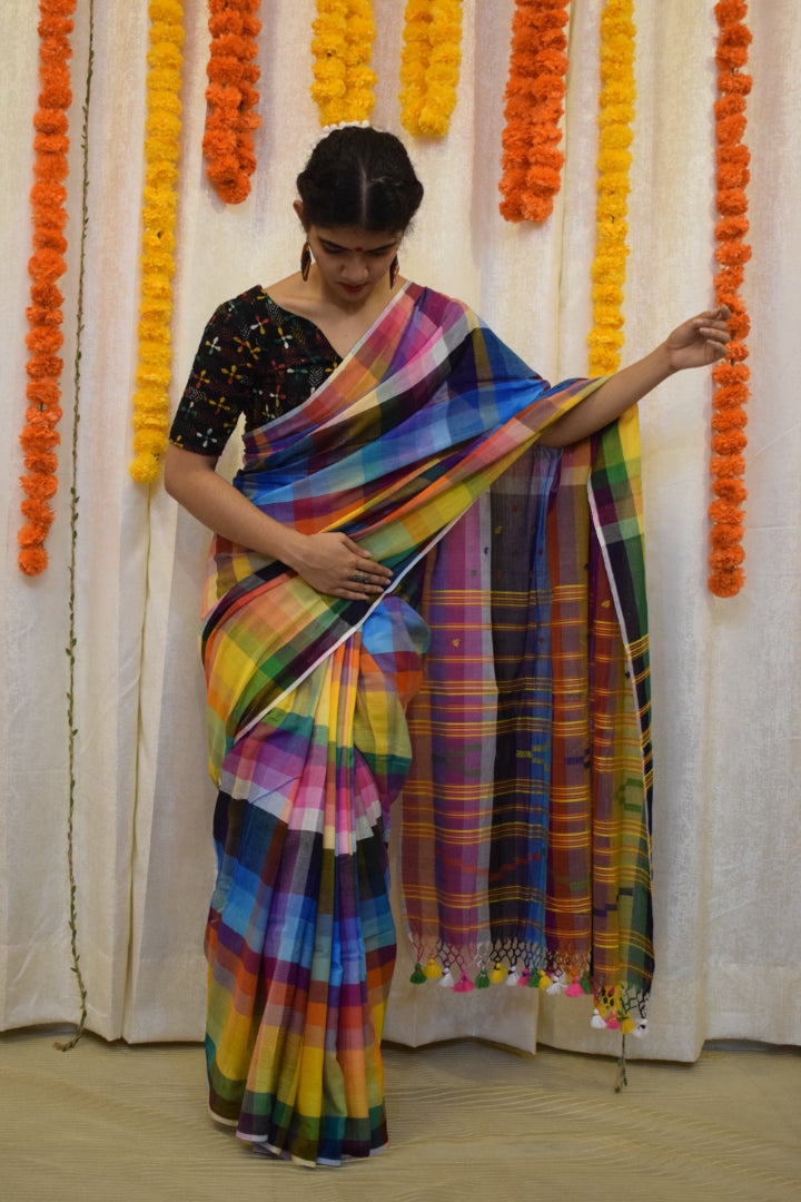 Navrang- Multicoloured Cotton Bhujodi Saree