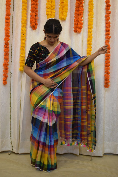 Navrang- Multicoloured Cotton Bhujodi Saree