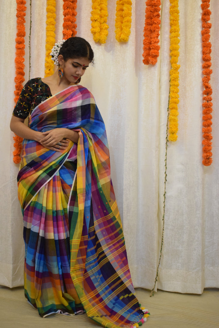 Navrang- Multicoloured Cotton Bhujodi Saree
