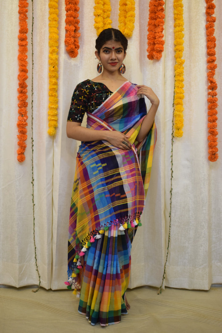 Navrang- Multicoloured Cotton Bhujodi Saree