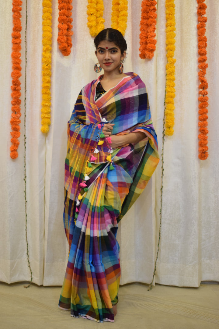Navrang- Multicoloured Cotton Bhujodi Saree