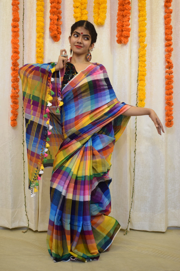 Navrang- Multicoloured Cotton Bhujodi Saree