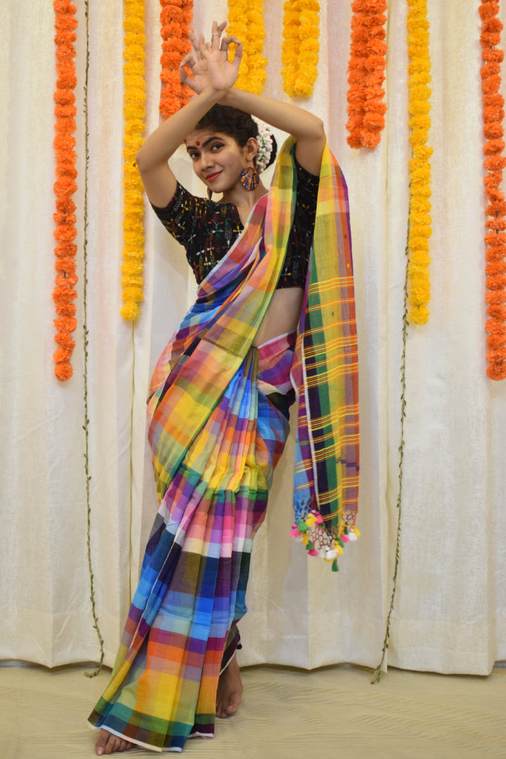 Navrang- Multicoloured Cotton Bhujodi Saree