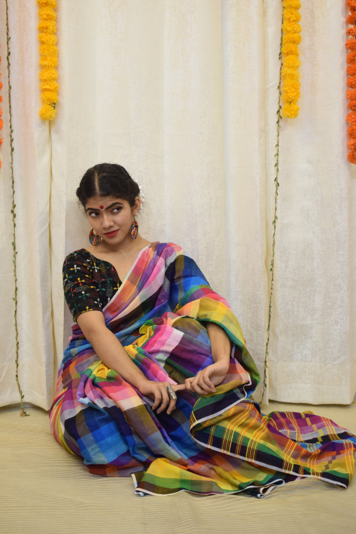 Navrang- Multicoloured Cotton Bhujodi Saree