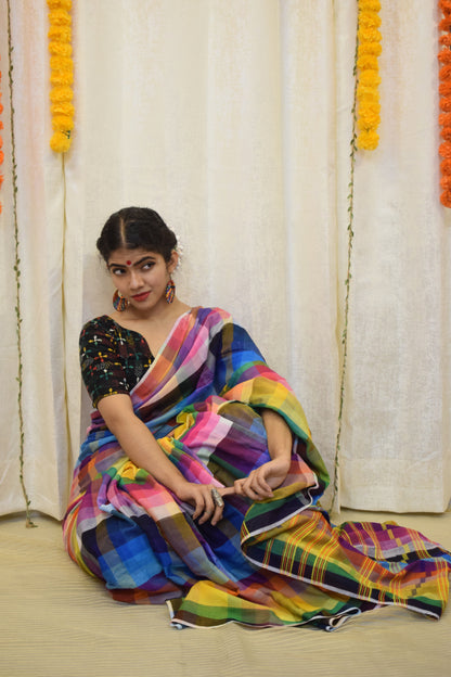 Navrang- Multicoloured Cotton Bhujodi Saree